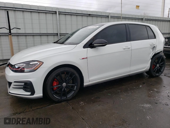 2021 Volkswagen Golf GTI S with VIN 3VW6T7AU7MM000167, listed as a Copart auction lot 44574295 with 14,381 mi miles and Salvage Title. Bid and sale history available at carsss.com. Image 1.