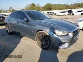 2019 Infiniti Q50 Luxe with VIN JN1EV7APXKM518952, listed as a Copart auction lot 74633794 with 39,454 mi miles and Salvage title. Bid and sale history available at DreamBid. Image 4.