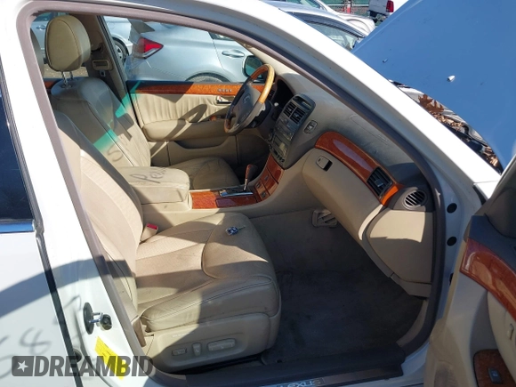 2005 Lexus LS 430 z VIN JTHBN36F855003387, wystawiony jako IAAI lot #41455883 z przebiegiem 279 683 mil mil oraz . Historia ofert i sprzedaży dostępna na DreamBid. Obrazek 5.