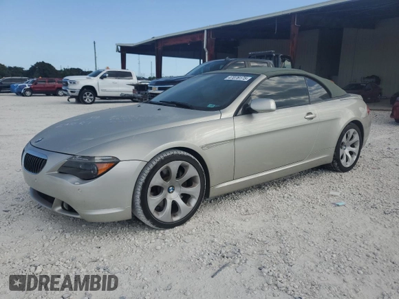 2006 BMW 6 Series 650Ci z VIN WBAEK13406CN72369, wystawiony jako Copart lot #47076175 z przebiegiem 97 684 mil mil oraz Czysty tytuł • Clean title. Historia ofert i sprzedaży dostępna na DreamBid. Obrazek 1.