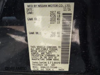 2017 Nissan Altima SV with VIN 1N4AL3AP2HC171809, listed as a IAAI auction lot 41996975 with 137,534 mi miles and . Bid and sale history available at DreamBid. Image 9.