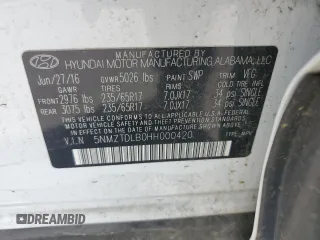 2017 Hyundai Santa Fe 2.4L with VIN 5NMZTDLB0HH000420, listed as a Copart auction lot 65213825 with 121,576 mi miles and Clean title. Bid and sale history available at DreamBid. Image 12.