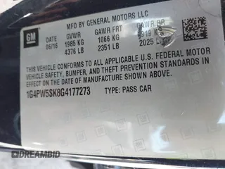 2016 Buick Verano Sport Touring с VIN 1G4PW5SK8G4177273, выставлен на аукционе IAAI как лот 42082409 с пробегом 99 665 миль миль и . История ставок и продаж доступна на DreamBid. Изображение 9.