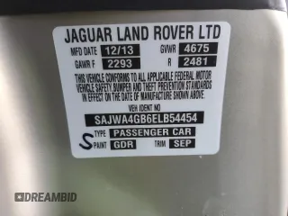 2014 Jaguar XK with VIN SAJWA4GB6ELB54454, listed as a Copart auction lot 85275384 with 53,532 mi miles and Salvage Title. Bid and sale history available at carsss.com. Image 13.