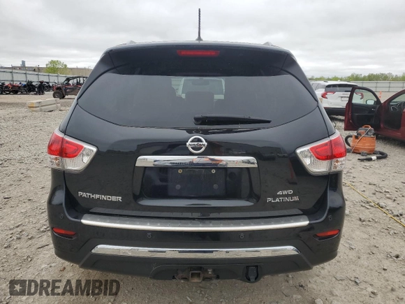 2016 Nissan Pathfinder Platinum with VIN 5N1AR2MM9GC640344, listed as a Copart auction lot 57403895 with 119,436 mi miles and Clean title. Bid and sale history available at DreamBid. Image 6.