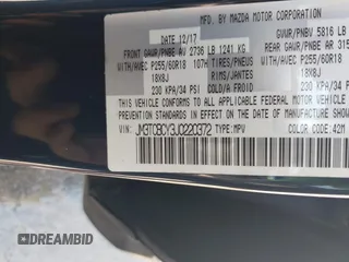 2018 Mazda CX-9 Touring with VIN JM3TCBCY3J0220372, listed as a IAAI auction lot 42405192 with 104,556 mi miles and . Bid and sale history available at DreamBid. Image 9.