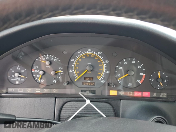 1995 Mercedes-Benz S with VIN WDBGA70E3SA272277, listed as a Copart auction lot 48239695 with 49,052 mi miles and Non Repairable. Bid and sale history available at DreamBid. Image 9.