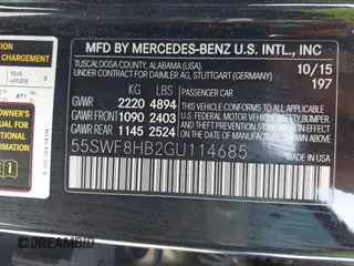 2016 Mercedes-Benz C 63 S AMG with VIN 55SWF8HB2GU114685, listed as a IAAI auction lot 42321005 with 62,883 mi miles and . Bid and sale history available at DreamBid. Image 9.