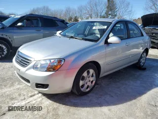 2009 Kia Spectra LX with VIN KNAFE222895642629, listed as a Copart auction lot 46400065 with 124,951 mi miles and Clean Title. Bid and sale history available at carsss.com. Image 1.