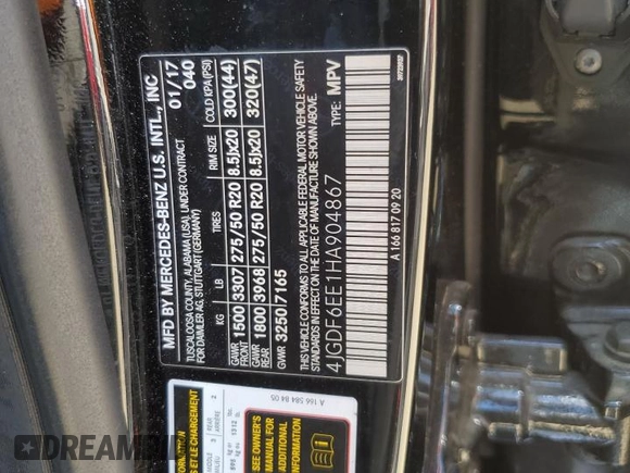 2017 Mercedes-Benz GLS 450 z VIN 4JGDF6EE1HA904867, wystawiony jako Copart lot #64493755 z przebiegiem 74 084 mil mil oraz Szkoda całkowita • Salvage title. Historia ofert i sprzedaży dostępna na DreamBid. Obrazek 13.