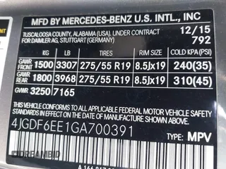 2016 Mercedes-Benz GL with VIN 4JGDF6EE1GA700391, listed as a IAAI auction lot 41309028 with 58,741 mi miles. Bid and sale history available at carsss.com. Image 9.