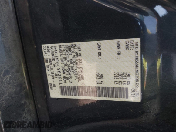 2015 Nissan Altima SL z VIN 1N4AL3AP2FC582611, wystawiony jako IAAI lot #41933626 z przebiegiem 142 137 mil mil oraz . Historia ofert i sprzedaży dostępna na DreamBid. Obrazek 9.