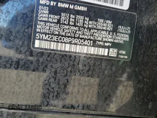 2023 BMW X4 M with VIN 5YM23EC08P9R05401, listed as a Copart auction lot 81049754 with 21,779 mi miles and Salvage Title. Bid and sale history available at carsss.com. Image 12.