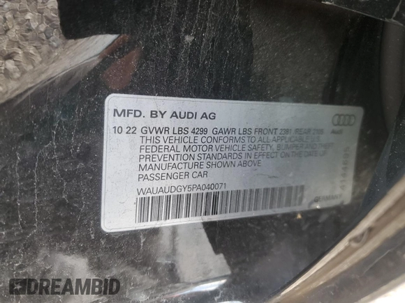 2023 Audi A3 Premium z VIN WAUAUDGY5PA040071, wystawiony jako Copart lot #45970325 z przebiegiem 40 364 mil mil oraz Szkoda całkowita • Salvage title. Historia ofert i sprzedaży dostępna na DreamBid. Obrazek 12.