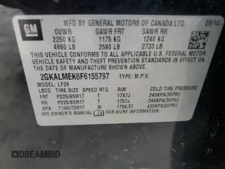 2015 GMC Terrain SLE z VIN 2GKALMEK6F6155797, wystawiony jako Copart lot #86691734 z przebiegiem 179 923 mil mil oraz Szkoda całkowita • Salvage title. Historia ofert i sprzedaży dostępna na DreamBid. Obrazek 15.