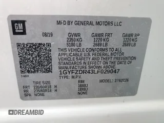2020 Cadillac XT4 AWD Premium Luxury with VIN 1GYFZDR43LF029047, listed as a Copart auction lot 50190375 with 65,950 mi miles and Salvage title. Bid and sale history available at DreamBid. Image 13.