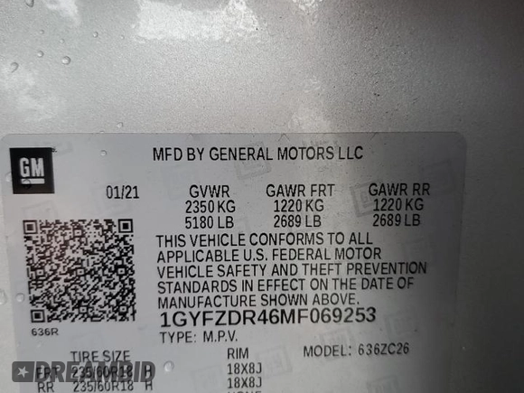 2021 Cadillac XT4 AWD Premium Luxury with VIN 1GYFZDR46MF069253, listed as a Copart auction lot 43747435 with 27,518 mi miles and Salvage Title. Bid and sale history available at carsss.com. Image 13.