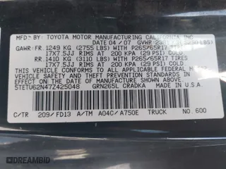 2007 Toyota Tacoma PreRunner with VIN 5TETU62N47Z425048, listed as a IAAI auction lot 41592137 with 246,023 mi miles. Bid and sale history available at carsss.com. Image 9.