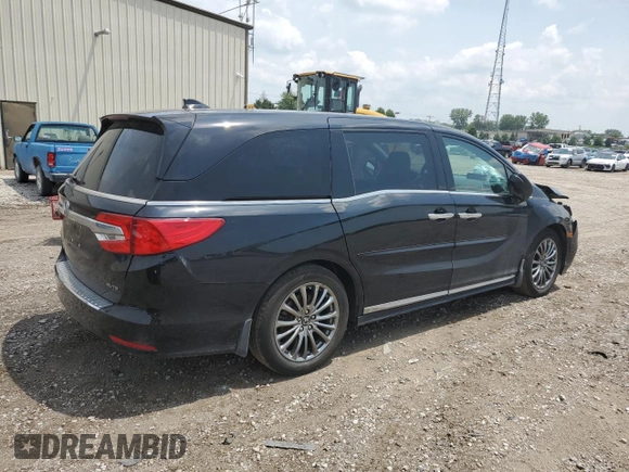 2018 Honda Odyssey Elite with VIN 5FNRL6H92JB050180, listed as a Copart auction lot 60478375 with 104,776 mi miles and Salvage title. Bid and sale history available at DreamBid. Image 3.