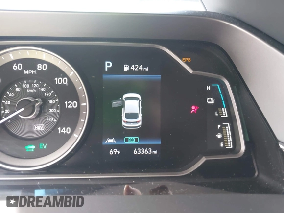 2021 Hyundai Ioniq SE with VIN KMHC65LD3MU249765, listed as a IAAI auction lot 41986977 with 63,363 mi miles and . Bid and sale history available at DreamBid. Image 16.