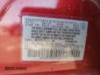 2019 Nissan Sentra S with VIN 3N1AB7AP2KY407784, listed as a Copart auction lot 46526705 with 76,463 mi miles and Salvage title. Bid and sale history available at DreamBid. Image 13.