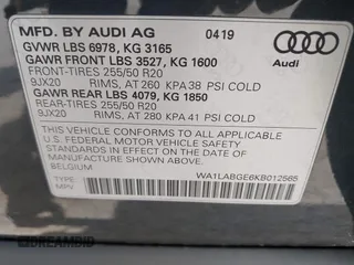 2019 Audi e-tron Premium Plus with VIN WA1LABGE6KB012565, listed as a IAAI auction lot 42220663 with 48,804 mi miles and . Bid and sale history available at DreamBid. Image 9.
