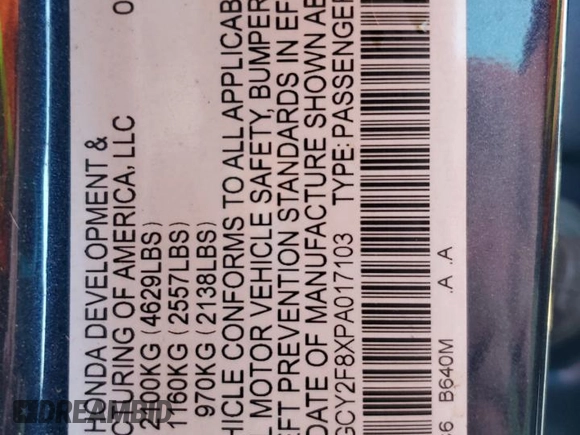 2023 Honda Accord Touring z VIN 1HGCY2F8XPA017103, wystawiony jako Copart lot #55170075 z przebiegiem 20 130 mil mil oraz Szkoda całkowita • Salvage title. Historia ofert i sprzedaży dostępna na DreamBid. Obrazek 12.