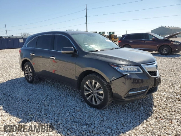 2016 Acura MDX w/Tech with VIN 5FRYD3H43GB009530, listed as a Copart auction lot 46064515 with 0 mi miles and Salvage Title. Bid and sale history available at carsss.com. Image 4.