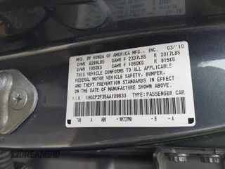 2010 Honda Accord LX with VIN 1HGCP2F35AA109833, listed as a IAAI auction lot 42005458 with 133,061 mi miles and . Bid and sale history available at DreamBid. Image 9.
