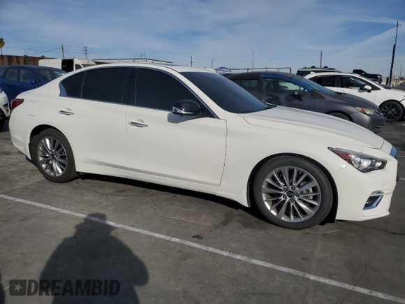 2023 Infiniti Q50 Luxe with VIN JN1EV7BP8PM511178, listed as a Copart auction lot 42441725 with 26,861 mi miles and Salvage Title. Bid and sale history available at DreamBid. Image 4.