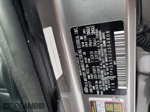 2018 Kia Sorento SX Limited z VIN 5XYPKDA55JG364808, wystawiony jako Copart lot #44242595 z przebiegiem 54 006 mil mil oraz Szkoda całkowita • Salvage title. Historia ofert i sprzedaży dostępna na DreamBid. Obrazek 13.