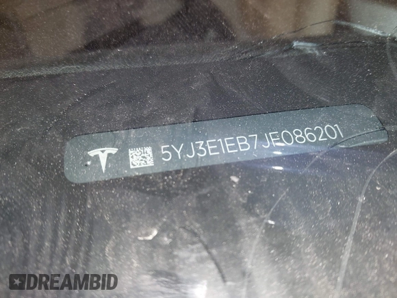 2018 Tesla Model 3 Long Range Battery with VIN 5YJ3E1EB7JF086201, listed as a IAAI auction lot 41965193 with 99,231 mi miles and . Bid and sale history available at DreamBid. Image 9.