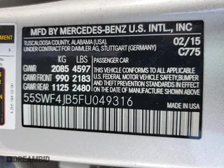 2015 Mercedes-Benz C-Class C 300 with VIN 55SWF4JB5FU049316, listed as a Copart auction lot 52254135 with 61,545 mi miles and Clean Title. Bid and sale history available at carsss.com. Image 12.
