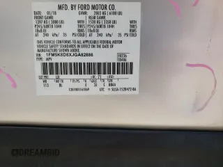 2018 Ford Explorer XLT with VIN 1FM5K8D8XJGA82886, listed as a Copart auction lot 82131564 with 184,975 mi miles and Salvage title. Bid and sale history available at DreamBid. Image 14.