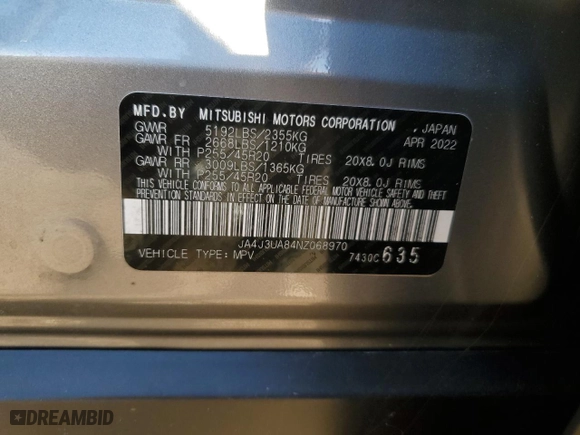 2022 Mitsubishi Outlander SE with VIN JA4J3UA84NZ068970, listed as a Copart auction lot 74926114 with 17,498 mi miles and Salvage Title. Bid and sale history available at carsss.com. Image 13.