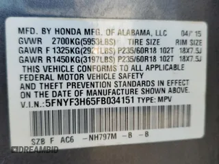 2015 Honda Pilot EX-L with VIN 5FNYF3H65FB034151, listed as a Copart auction lot 72807164 with 113,485 mi miles and Salvage Title. Bid and sale history available at carsss.com. Image 13.