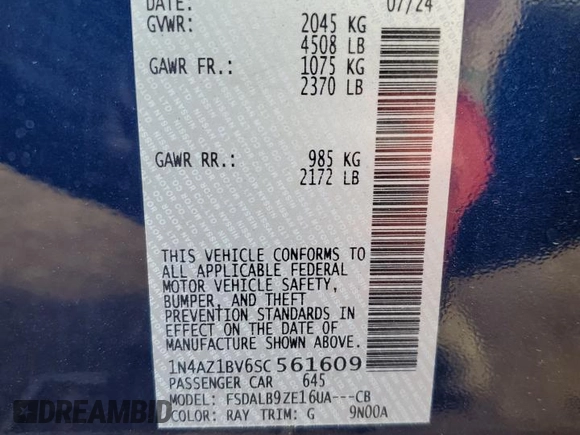 2025 Nissan LEAF S z VIN 1N4AZ1BV6SC561609, wystawiony jako Copart lot #81307814 z przebiegiem 1 116 mil mil oraz Szkoda całkowita • Salvage title. Historia ofert i sprzedaży dostępna na DreamBid. Obrazek 12.
