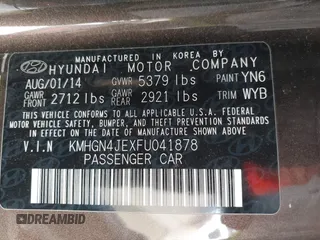 2015 Hyundai Genesis 3.8L z VIN KMHGN4JEXFU041878, wystawiony jako IAAI lot #42093615 z przebiegiem 124 532 mil mil oraz . Historia ofert i sprzedaży dostępna na DreamBid. Obrazek 9.