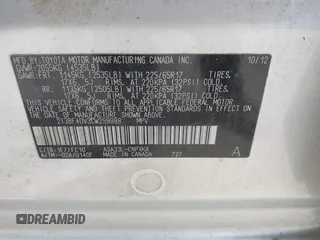2012 Toyota RAV4 with VIN 2T3BF4DV3CW259988, listed as a IAAI auction lot 42728033 with 122,217 mi miles and . Bid and sale history available at DreamBid. Image 9.