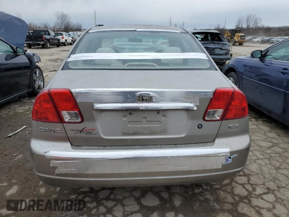 2003 Honda Civic EX with VIN 2HGES25773H569172, listed as a Copart auction lot 45013615 with 293,902 mi miles and Salvage Title. Bid and sale history available at DreamBid. Image 6.