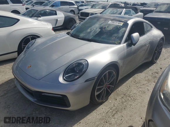 2021 Porsche 911 Carrera S with VIN WP0AB2A9XMS221638, listed as a Copart auction lot 73923744 with 0 mi miles and Salvage Title. Bid and sale history available at carsss.com. Image 1.