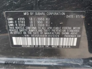 2019 Subaru Impreza z VIN 4S3GKAA60K3623329, wystawiony jako IAAI lot #42092482 z przebiegiem 58 404 mil mil oraz . Historia ofert i sprzedaży dostępna na DreamBid. Obrazek 9.