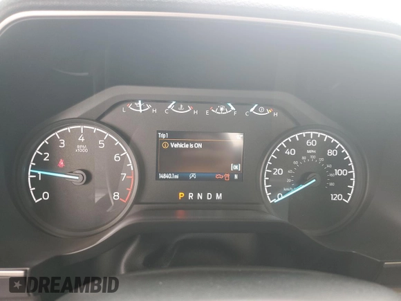 2023 Ford F-150 XL with VIN 1FTMF1C57PKF86630, listed as a Copart auction lot 59172785 with 14,840 mi miles and Salvage title. Bid and sale history available at DreamBid. Image 9.