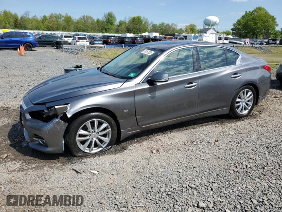2014 Infiniti Q50 Sport with VIN JN1BV7ARXEM701051, listed as a Copart auction lot 55157825 with 192,418 mi miles and Salvage title. Bid and sale history available at DreamBid. Image 1.