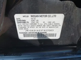 2003 Nissan Maxima GLE z VIN JN1DA31A23T427063, wystawiony jako IAAI lot #42450037 z przebiegiem 166 531 mil mil oraz . Historia ofert i sprzedaży dostępna na DreamBid. Obrazek 9.
