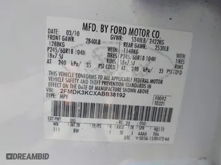 2010 Ford Edge Limited with VIN 2FMDK3KCXABB38192, listed as a IAAI auction lot 42001793 with 158,871 mi miles. Bid and sale history available at carsss.com. Image 9.