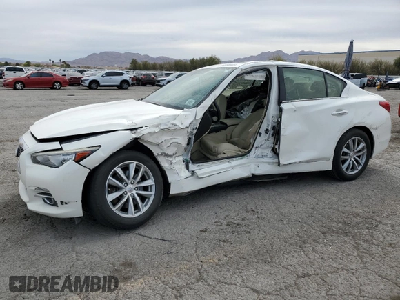 2015 Infiniti Q50 Premium z VIN JN1BV7AR5FM393921, wystawiony jako Copart lot #49456545 z przebiegiem 158 859 mil mil oraz Szkody całkowita. Historia ofert i sprzedaży dostępna na DreamBid. Obrazek 1.