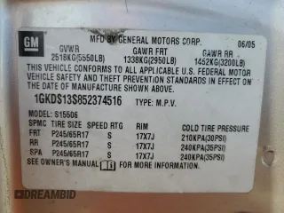 2005 GMC Envoy SLE with VIN 1GKDS13S852374516, listed as a Copart auction lot 42409725 with 299,816 mi miles and Salvage Title. Bid and sale history available at carsss.com. Image 13.