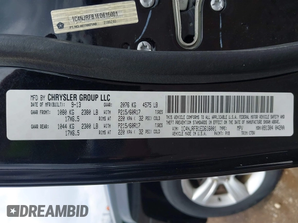 2014 Jeep Patriot Latitude with VIN 1C4NJRFB1ED616001, listed as a IAAI auction lot 42722459 with 81,561 mi miles and . Bid and sale history available at DreamBid. Image 9.