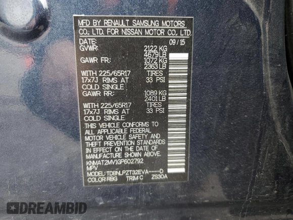 2016 Nissan Rogue S with VIN KNMAT2MV1GP602792, listed as a Copart auction lot 52709285 with 47,308 mi miles and Salvage Title. Bid and sale history available at carsss.com. Image 15.